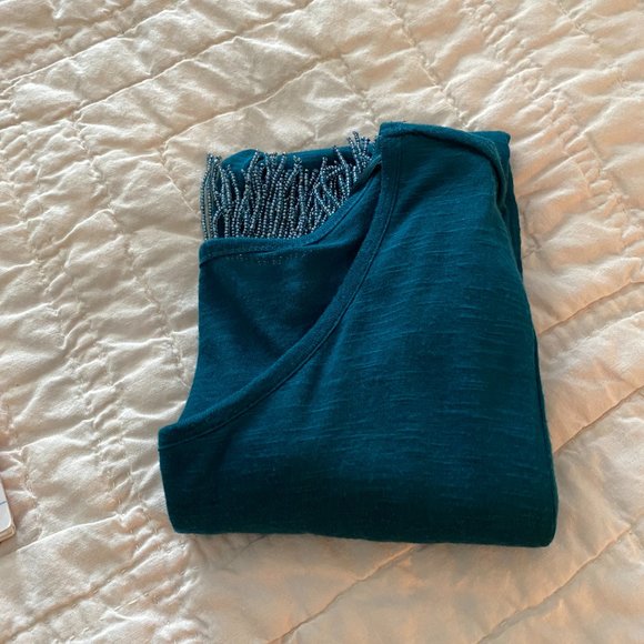 New Copper Key Semi sheer Pullover-Beaded Bottom-Sz Lg - Picture 11 of 11